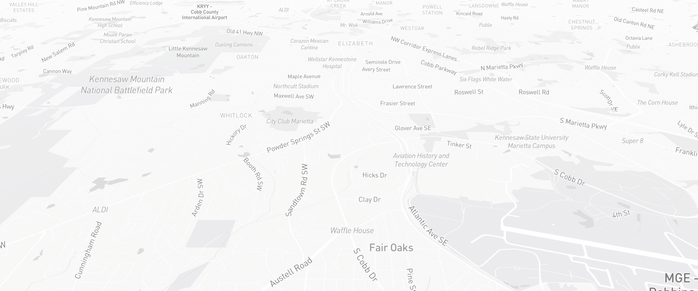 Neighborhood map of Marietta, GA — the area served by Life Insurance Agents of Marietta Group